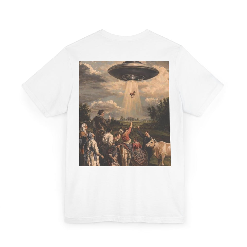 Alien Encounter Unisex T-Shirt, Vintage Art Tee, Casual Wear, Gift for Sci-Fi Lovers, Unique Graphic Shirt, Retro Style