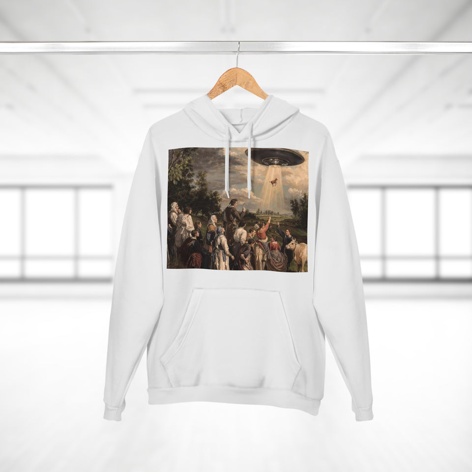 Alien Abduction Art Hoodie, Unisex Casual Sweatshirt, Unique Gift for Sci-Fi Lovers, Perfect for Halloween and Festivals, Cozy Everyday Wear