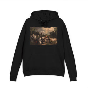 Artistic Unisex French Terry Hoodie with UFO Design | Casualwear, Unique Gift, Cozy Layer, Art Lover, Unisex Clothing
