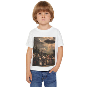 UFO Encounter Toddler T-shirt, Fun Kids Tee, Alien Theme Top, Unique Gift for Science Lovers, Birthday Party Apparel