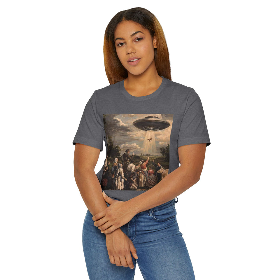 UFO Art Unisex T-Shirt, Extraterrestrial Tee, Sci-Fi Shirt, Gifts for Alien Enthusiasts, Casual Wear, Summer Fashion