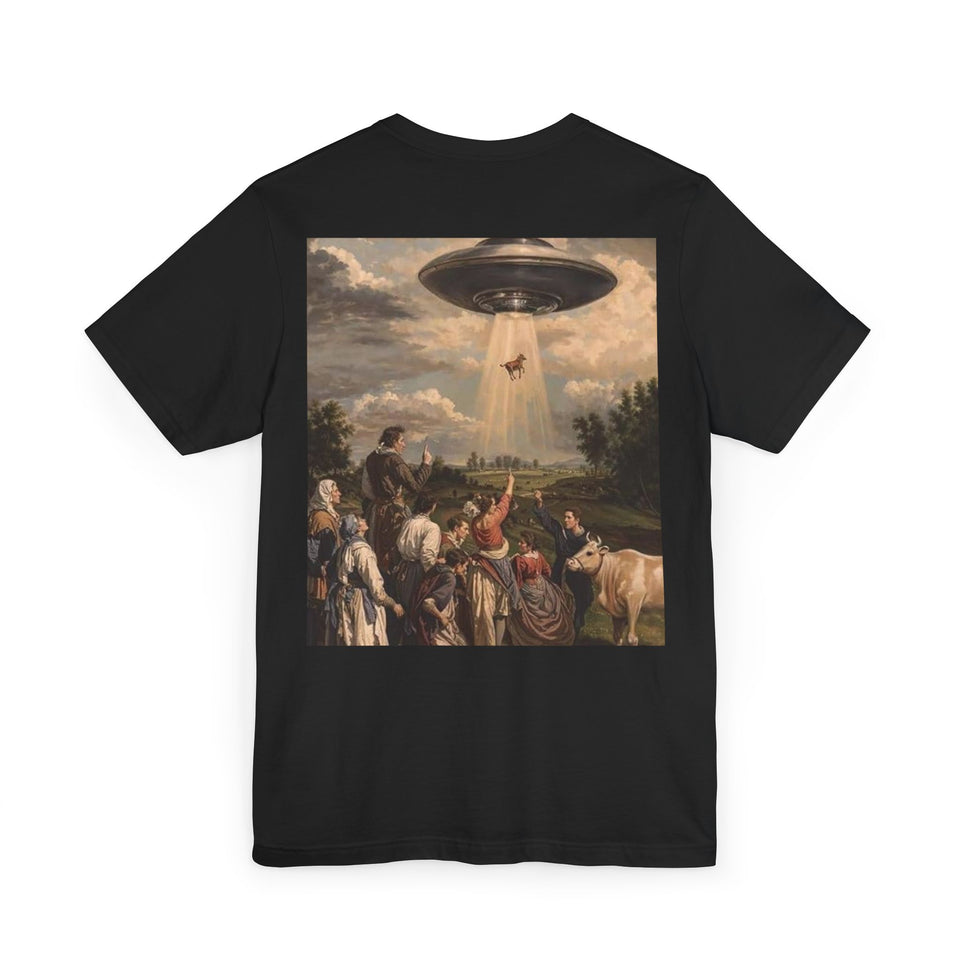 Alien Encounter Unisex T-Shirt, Vintage Art Tee, Casual Wear, Gift for Sci-Fi Lovers, Unique Graphic Shirt, Retro Style